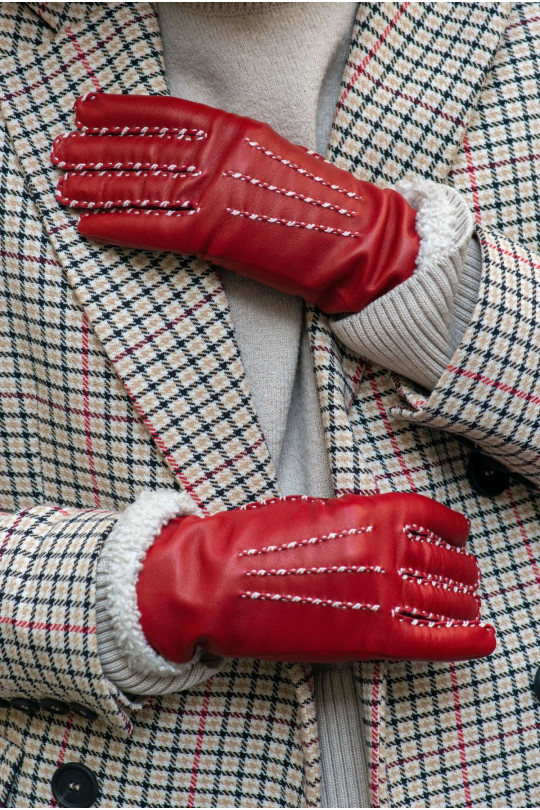 Gants Marie-Louise Femme Cuir Doublés Alpaga