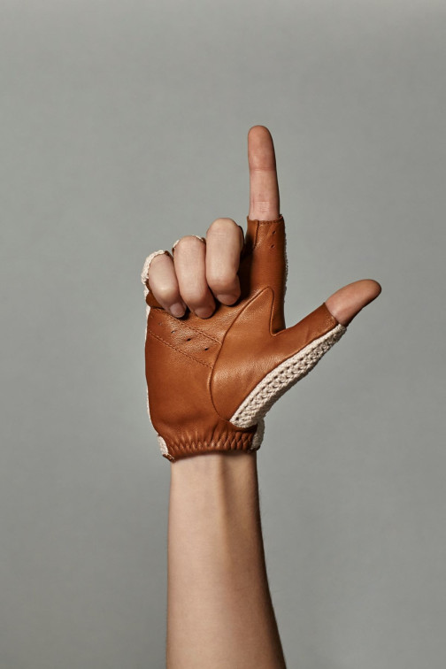 Steeve DC Men's Leather and Cotton Crochet Mitt