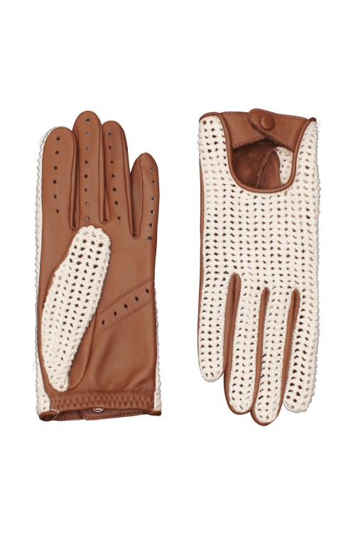 Karine Women's Crochet Gloves, Mobility, Leather Unlined