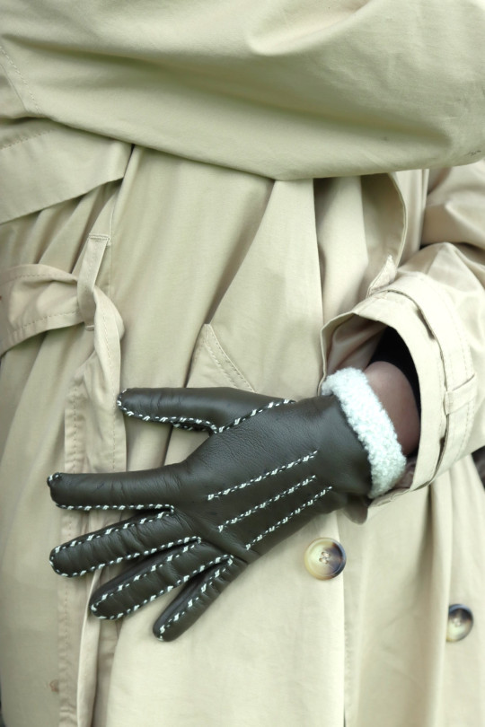 Gants Marie-Louise Femme Cuir Doublés Alpaga