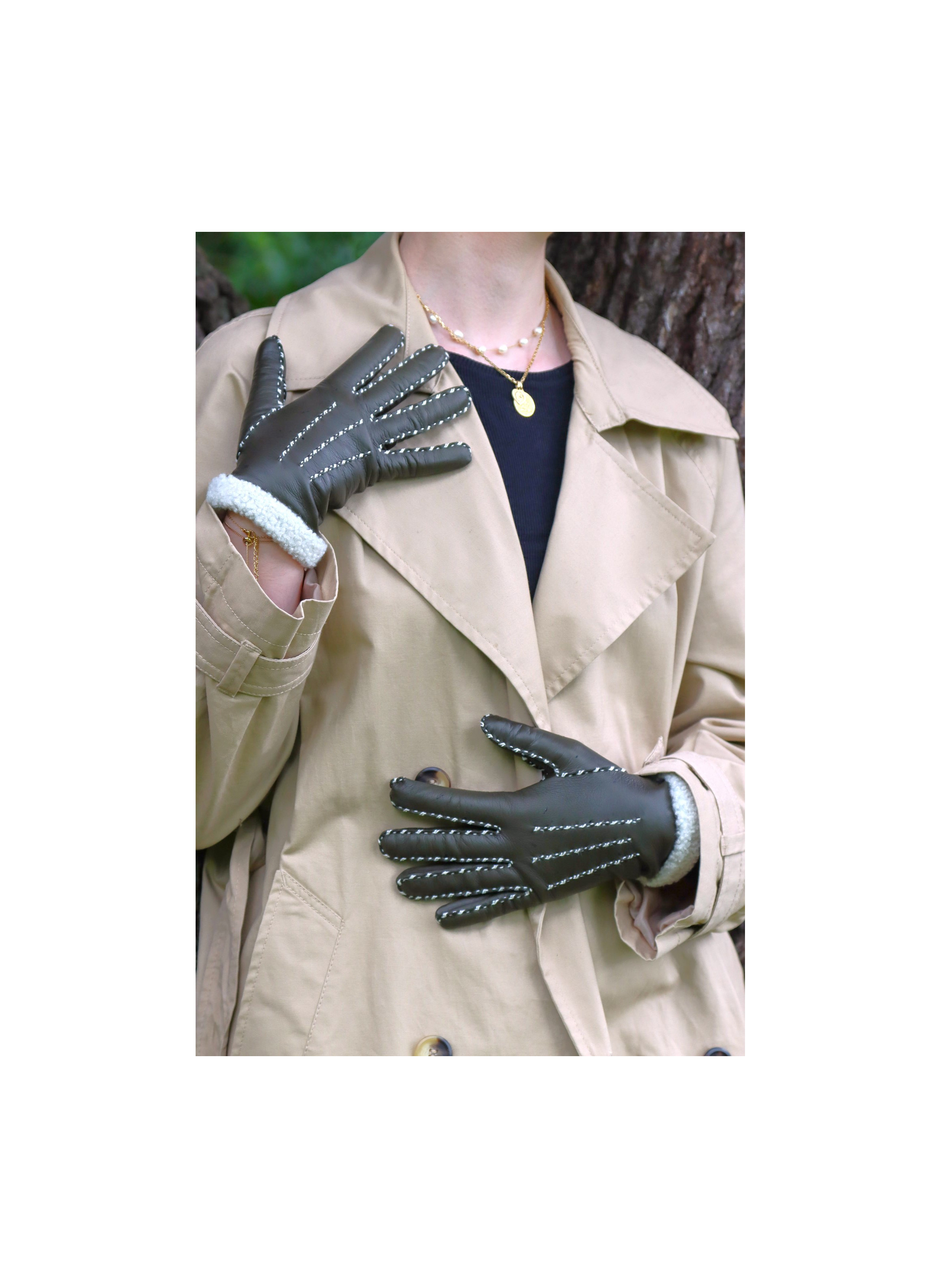 Gants Marie-Louise Femme Cuir Doublés Alpaga