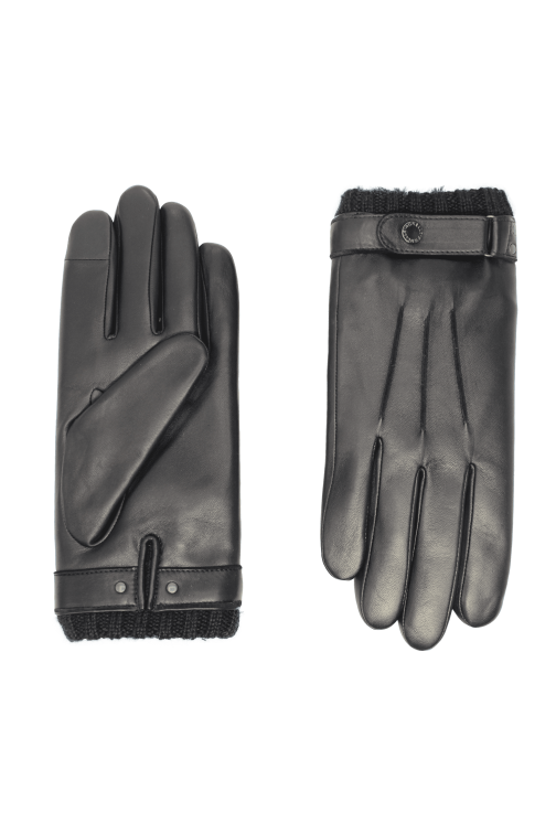 Vincent Men's Leather Gloves Lined with Rabbit Fur and Silk
