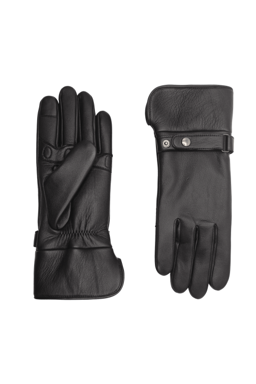 Hooper Mobilités Men's Leather Gloves Lined with Rabbit Fur and Polar