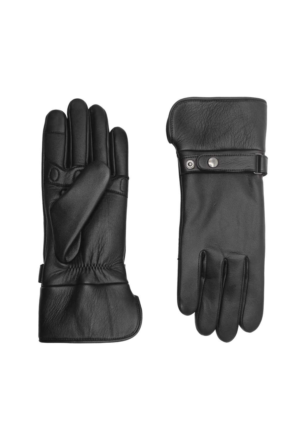 Hooper Mobilités Men's Leather Gloves Lined with Rabbit Fur and Polar