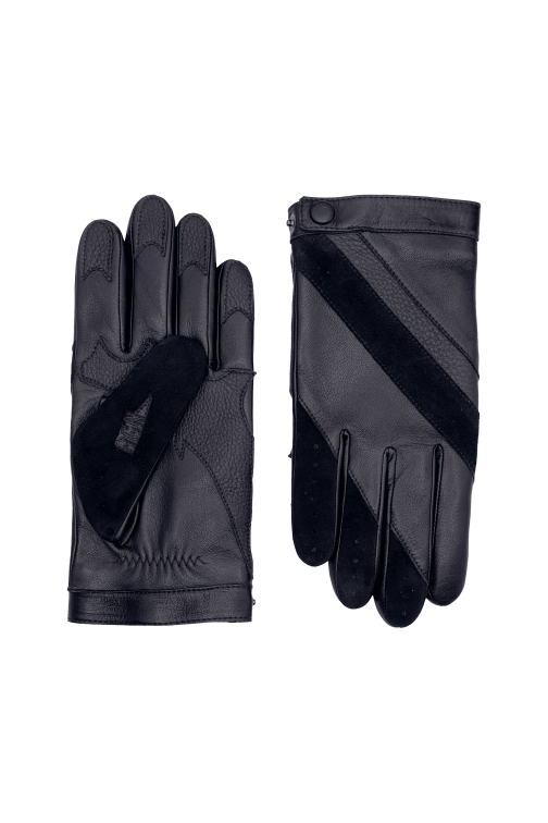 Nero Leather Gloves Lined with Cashmere