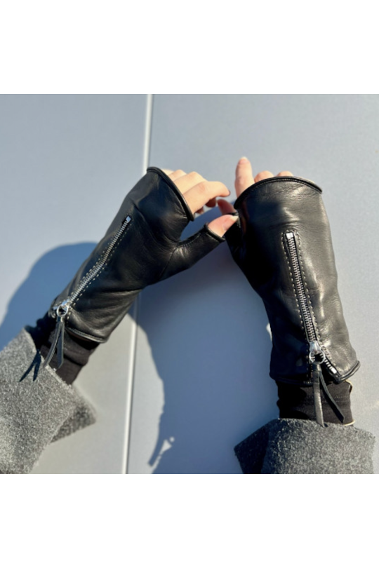 Louisa Women's Leather Mitt Lined with Alpaca