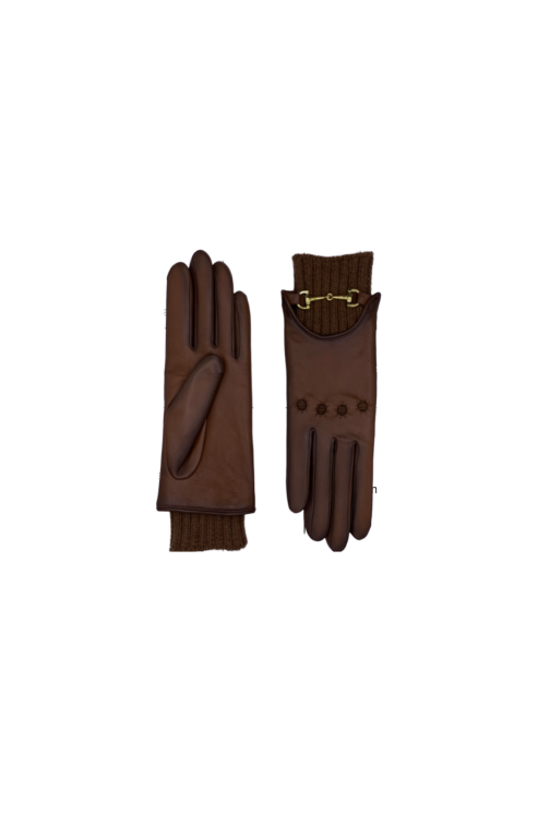 Gant dame cuir agneau bijou mousqueton manchette et doublure alpaga