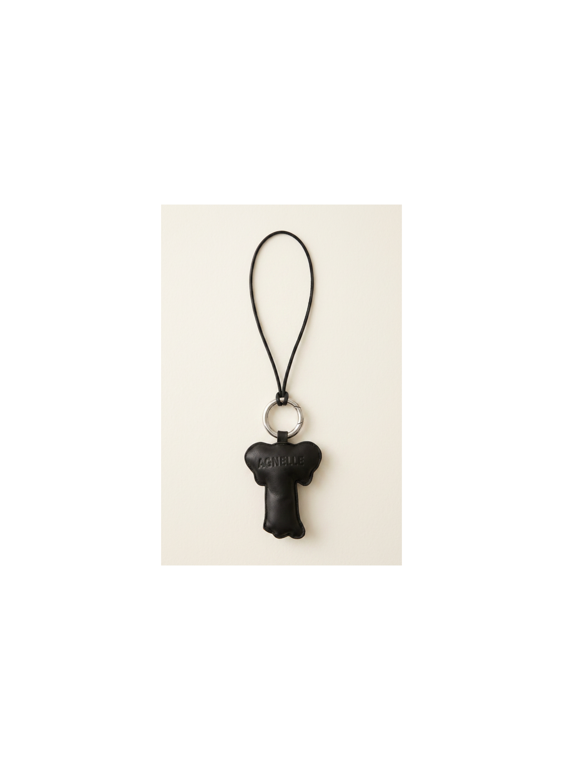 Porte clé éléphant en cuir agneau et lien en cuir
