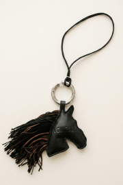 Porte clé tête de cheval en cuir agneau et lien en cuir