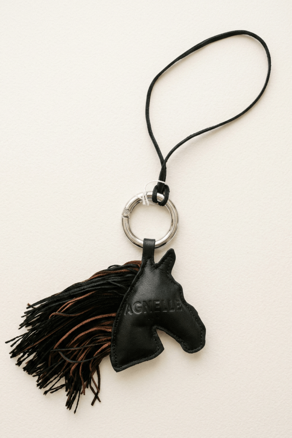 Porte clé tête de cheval en cuir agneau et lien en cuir