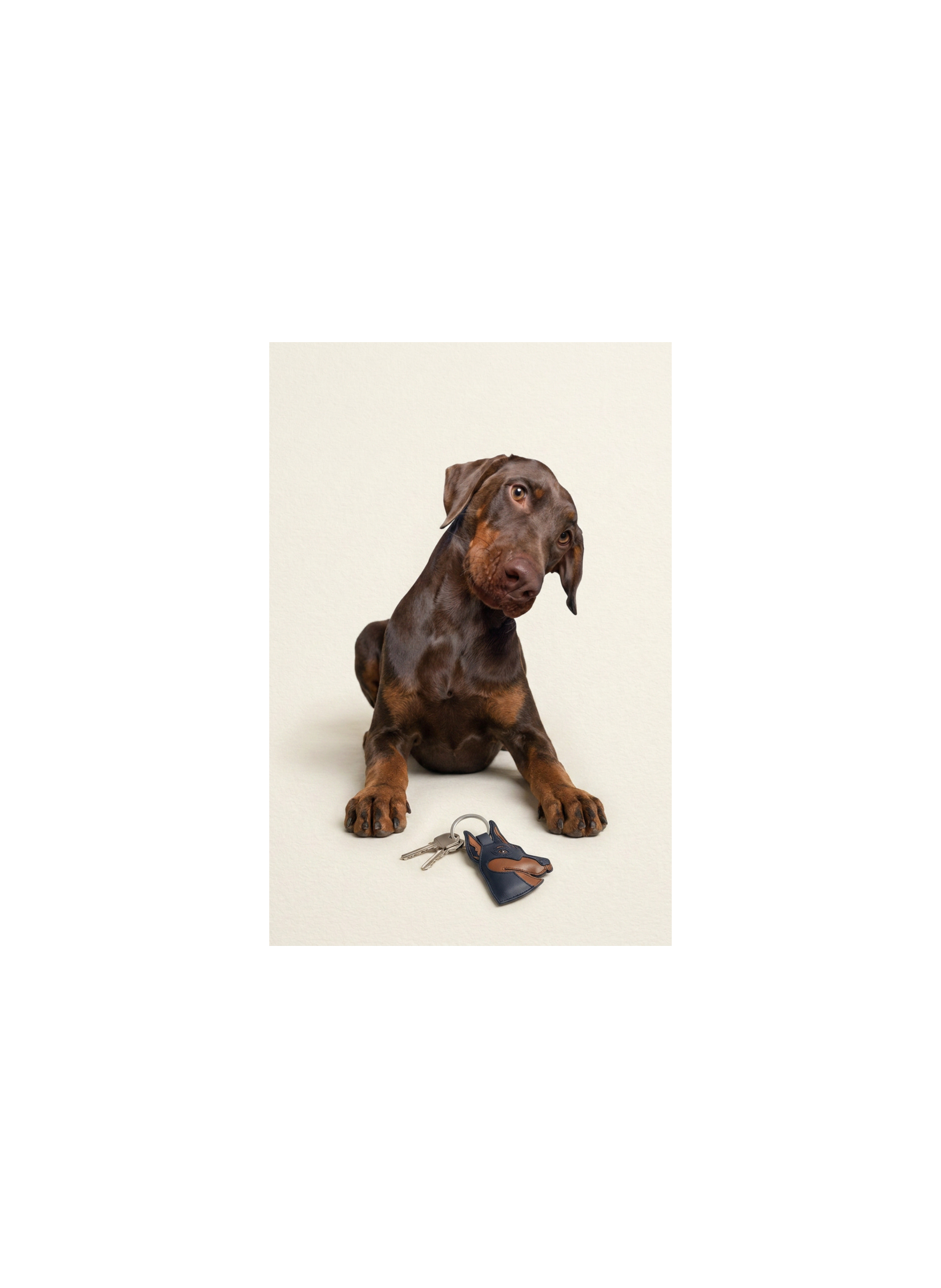 Porte cle en cuir agneau glace tête de chien