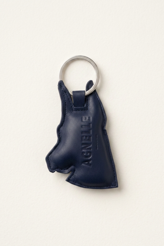 Porte cle en cuir agneau glace tête de chien