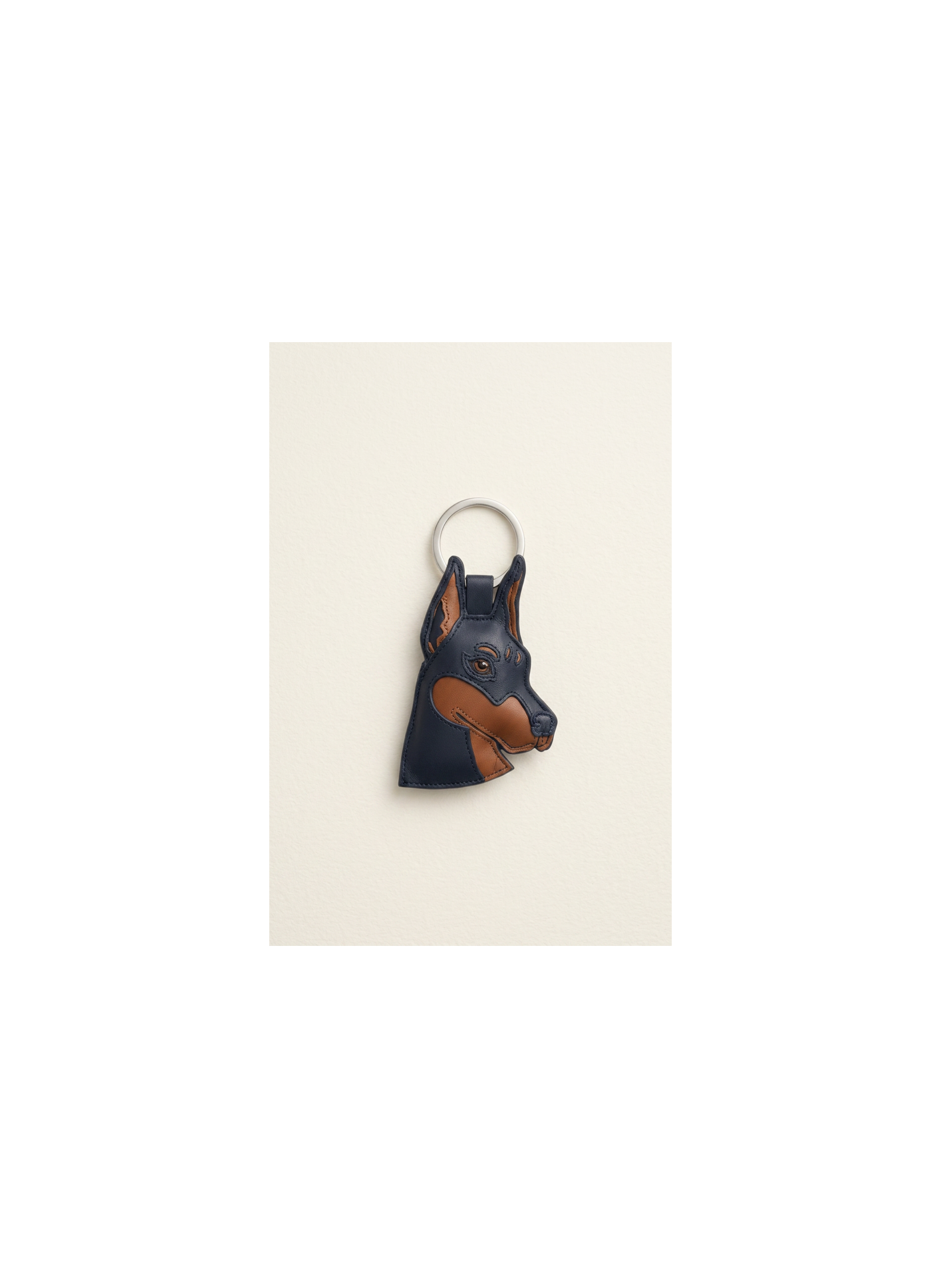 Porte cle en cuir agneau glace tête de chien