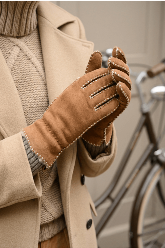 Gant femme Alix cuir agneau double face manchette alpaga