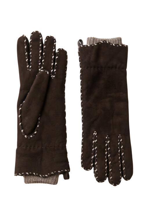 Gant femme Alix cuir agneau double face manchette alpaga