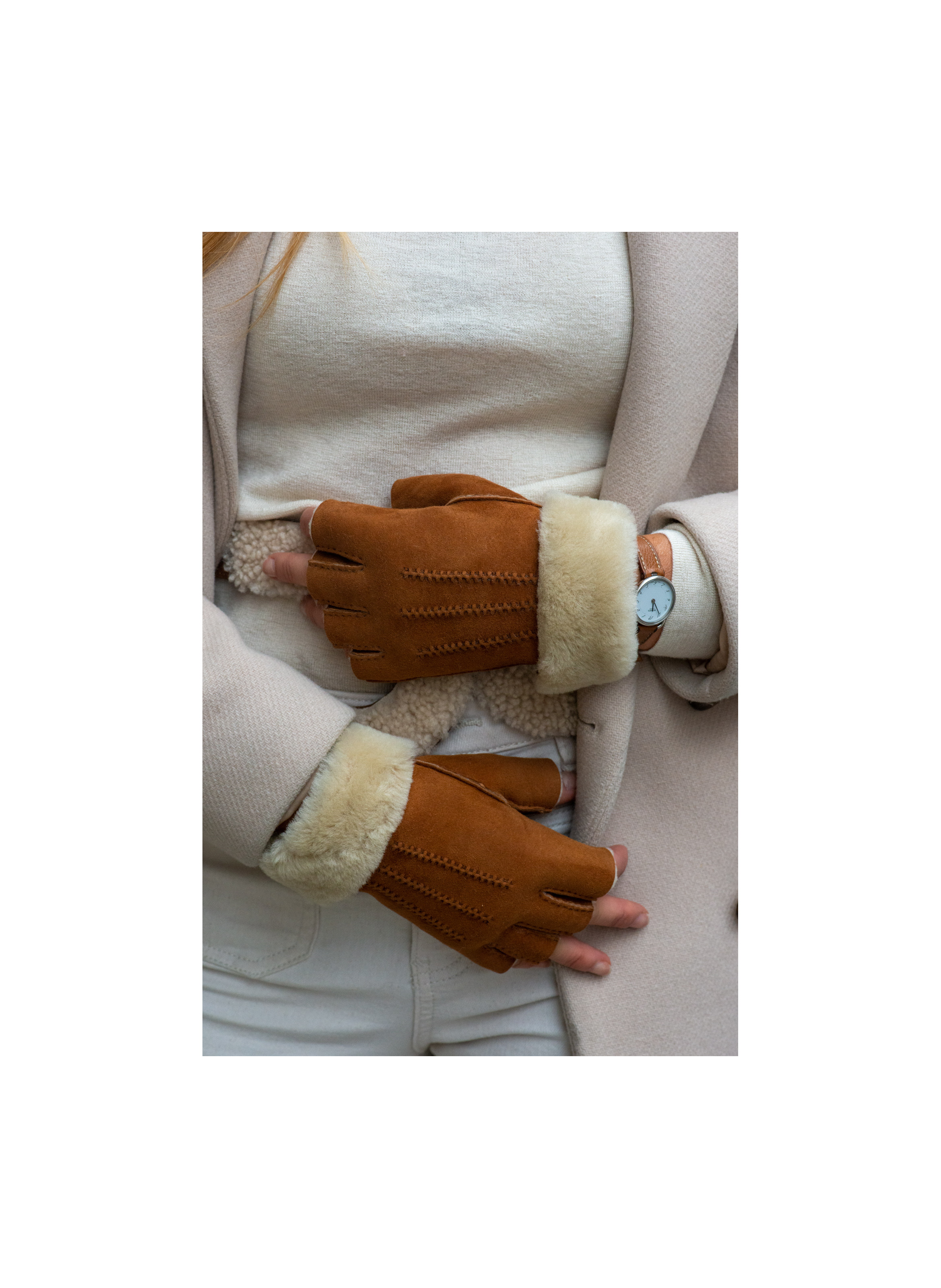 Mitaines Karlita Femme Cuir Peau Lainée