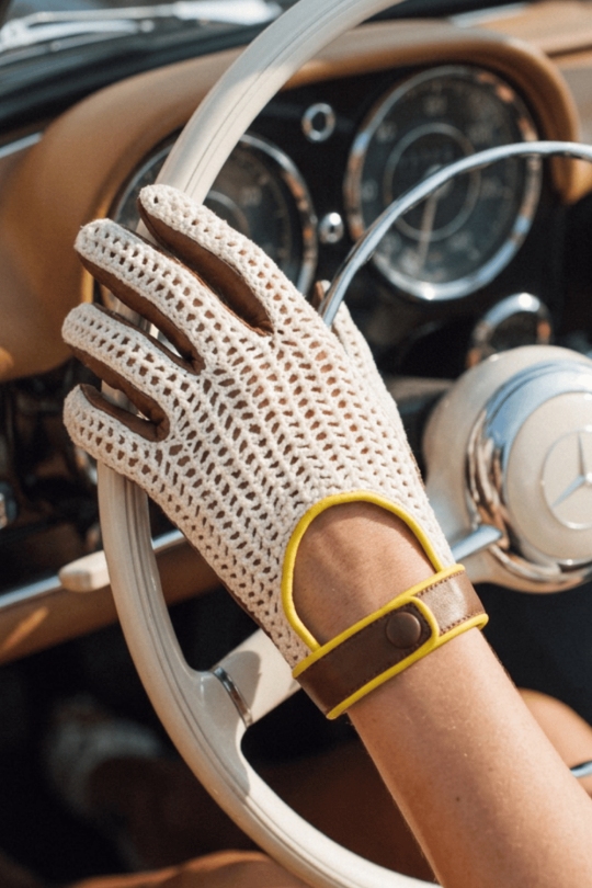Biarritz Gants Femme en Cuir et Crochet