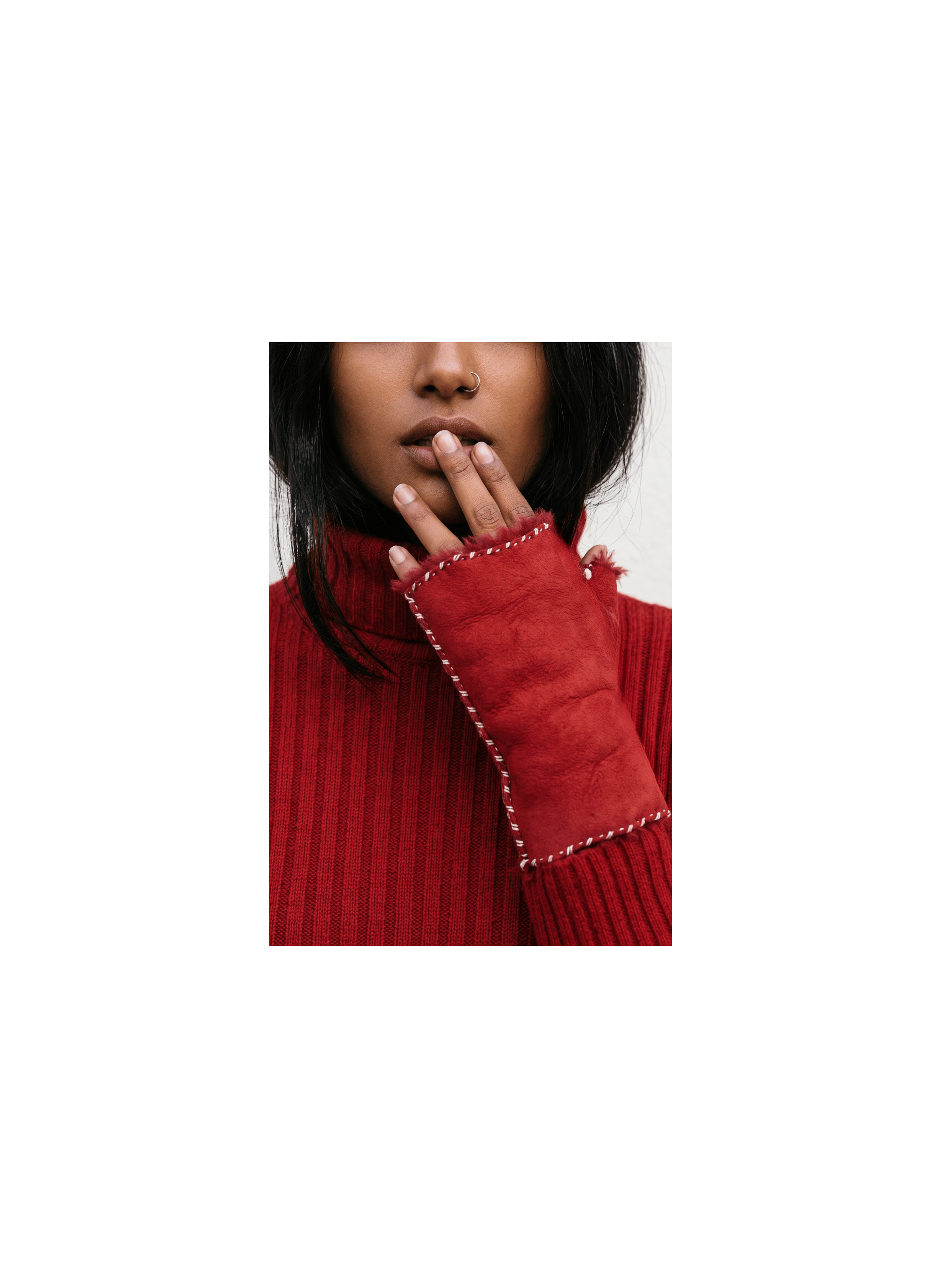 AlixMIT Women's Double Face Leather Mitt