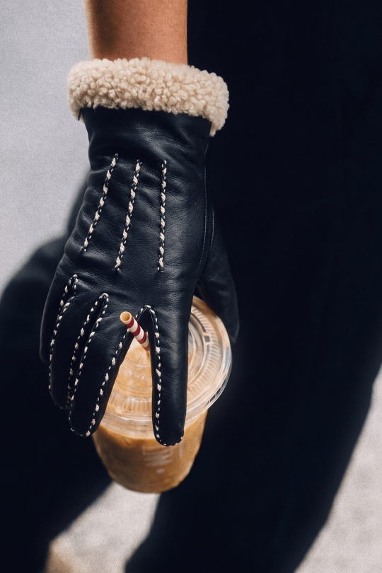 Gants Marie-Louise Femme Cuir Doublés Alpaga