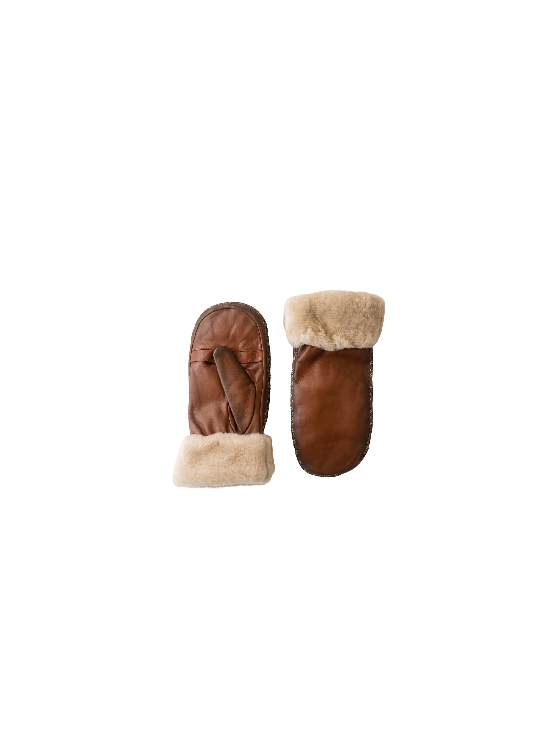 Moufles Marie-Louise Femme en Cuir Fourrées Lapin