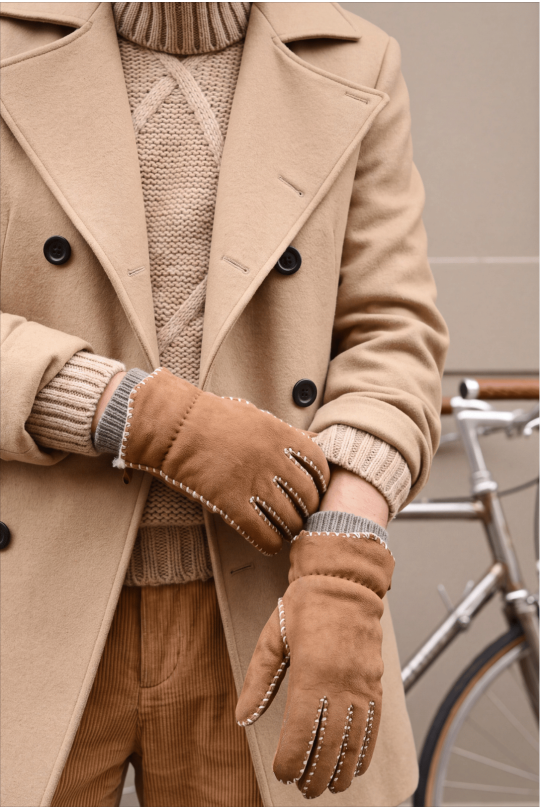 Gant femme Alix cuir agneau double face manchette alpaga