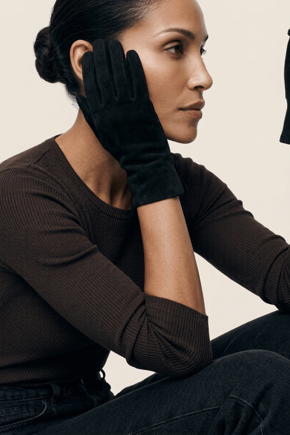 Gants Inès Sued Femme Cuir Doublés Cachemire
