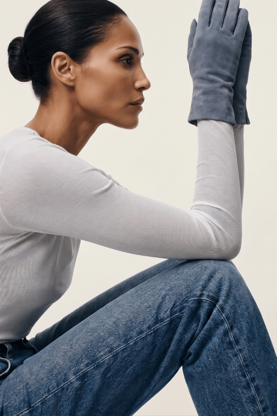 Inès Suede Women's Leather Gloves Lined with Cashmere