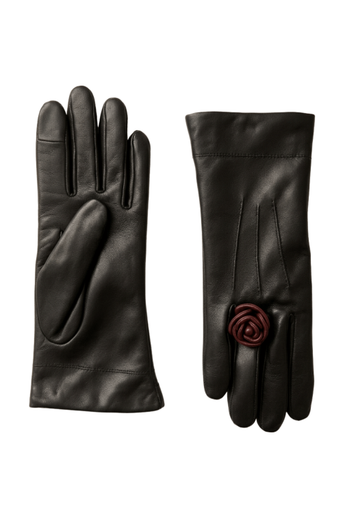 Gants Cameabague Femme cuir détail floral doublés Alpaga