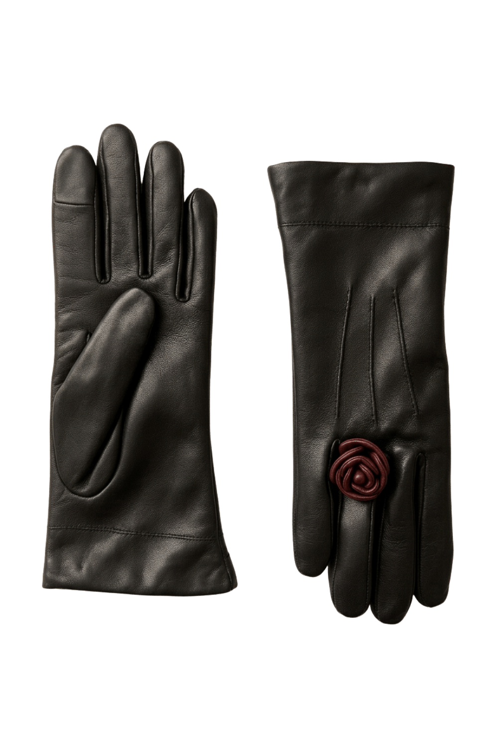 Gants Cameabague Femme cuir détail floral doublés Alpaga