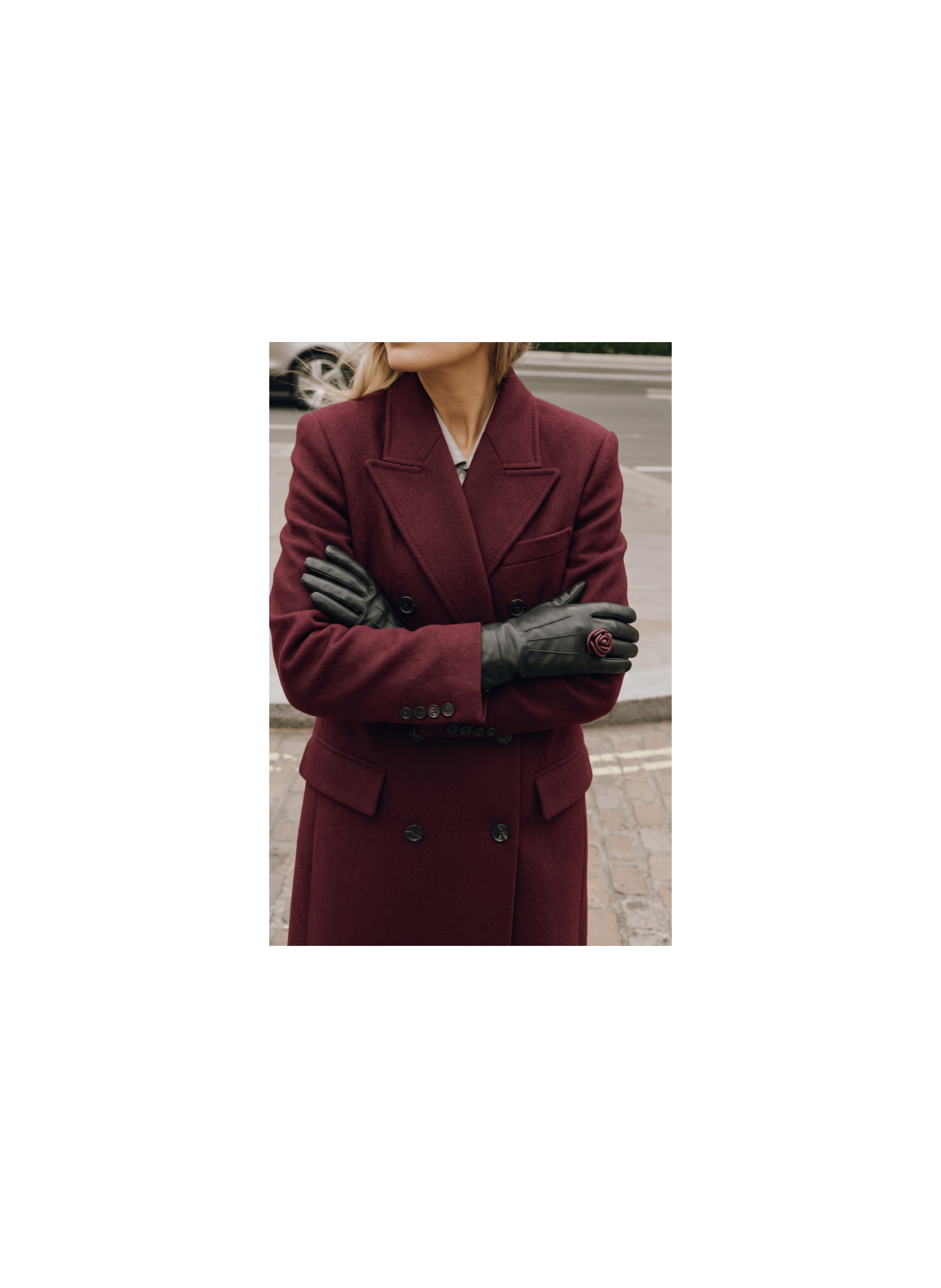Gants Cameabague Femme cuir détail floral doublés Alpaga