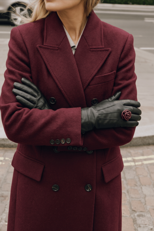 Gants Cameabague Femme cuir détail floral doublés Alpaga