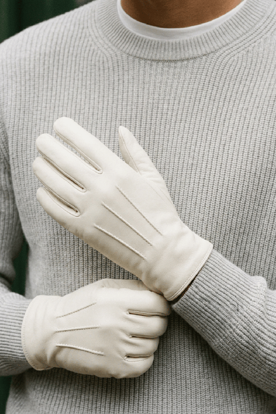 Rick Men's Leather Gloves Lined with Cashmere | Agnelle Gloves