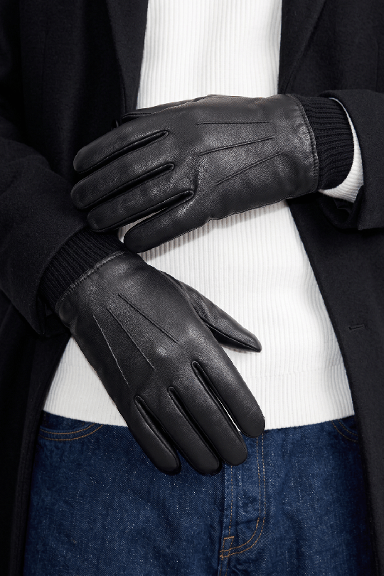 Andrew Men's Leather Gloves Lined with Rabbit and Silk | Agnelle Gloves