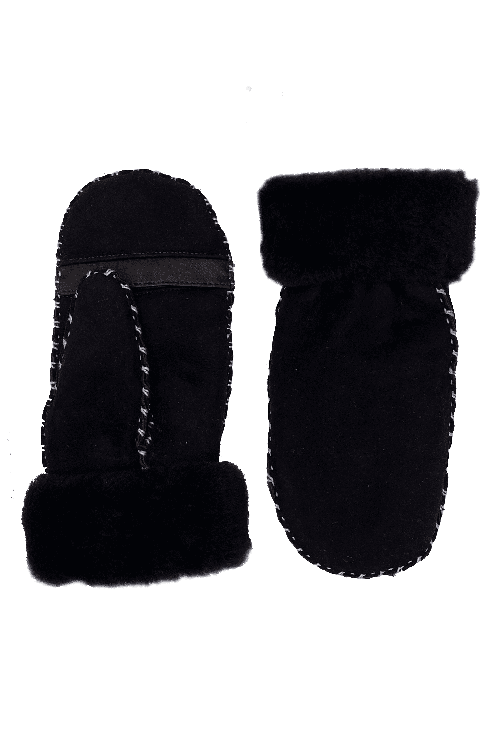 Mouffle cuir agneau double face avec manchette double face