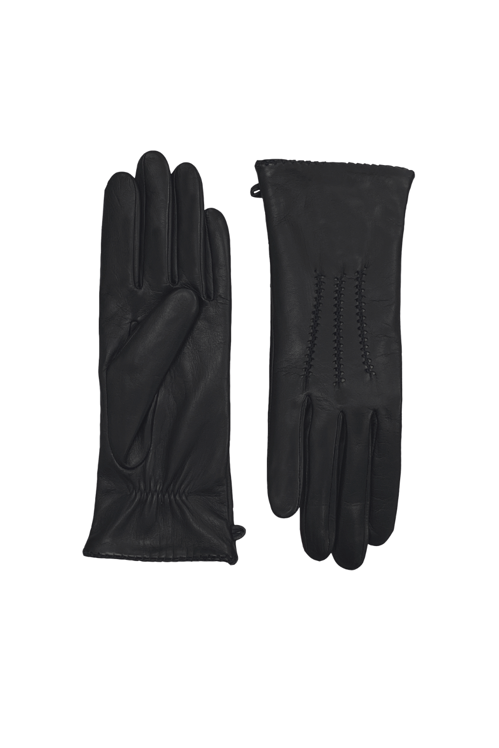 Gant dame cuir agneau glace avec nervures double soie