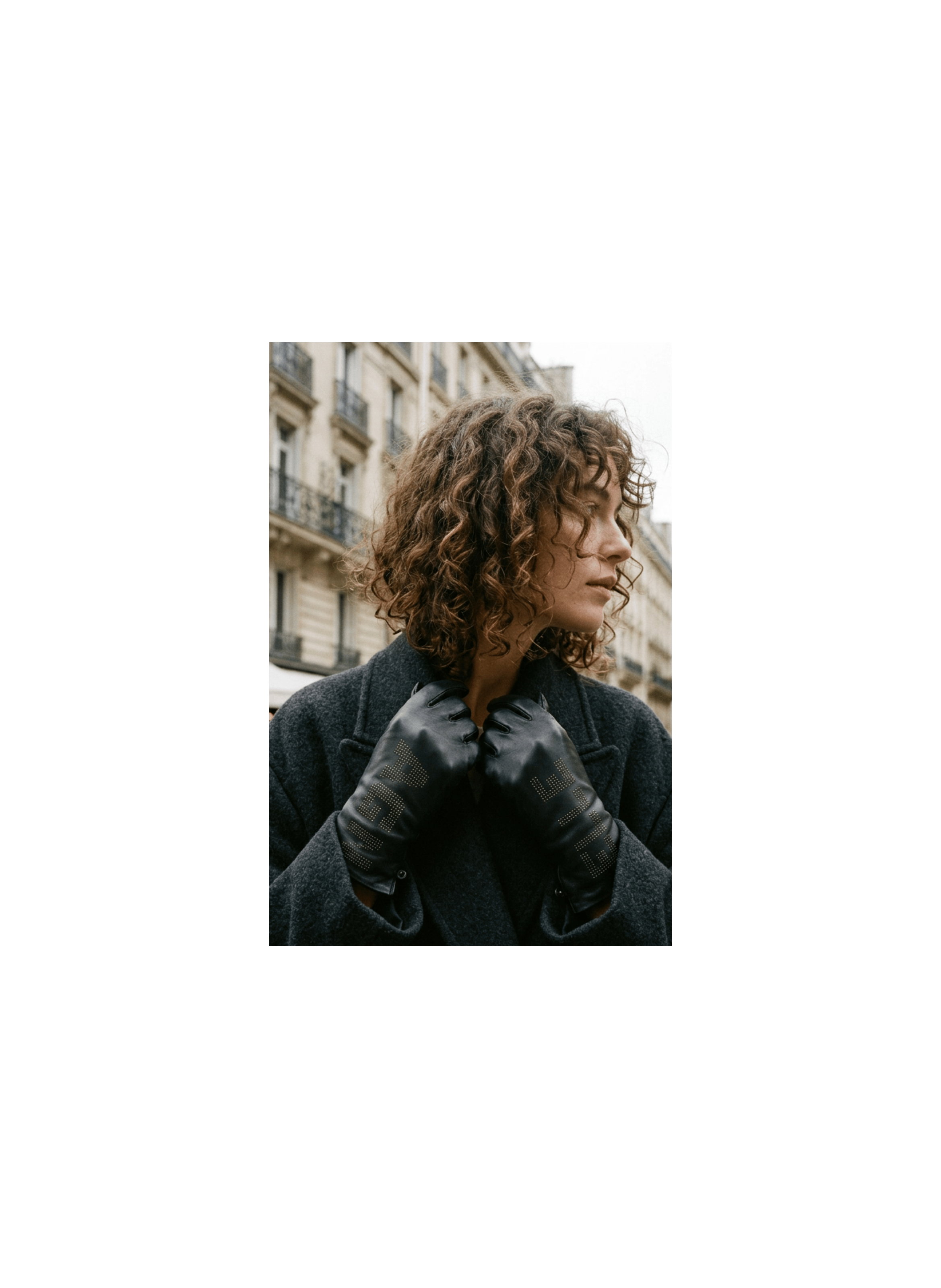 Gant dame cuir agneau avec AGNELLE en perforations double soie