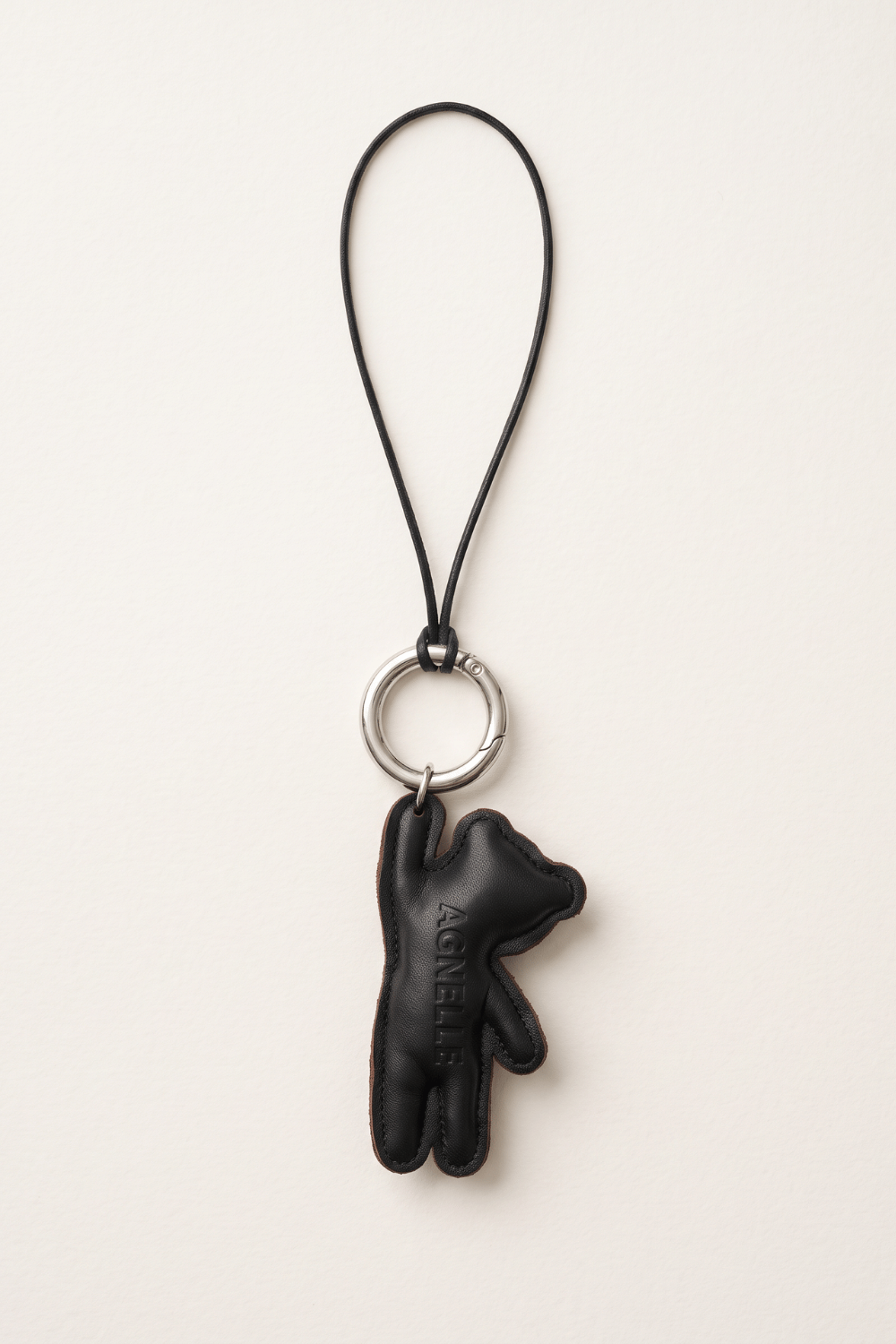 Porte cle en cuir agneau avec nounours